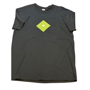 Ultra Cotton Black T-Shirt Lime Green Polka Dot Patch Large